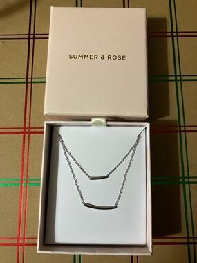 summer & rose silver layered bar necklace